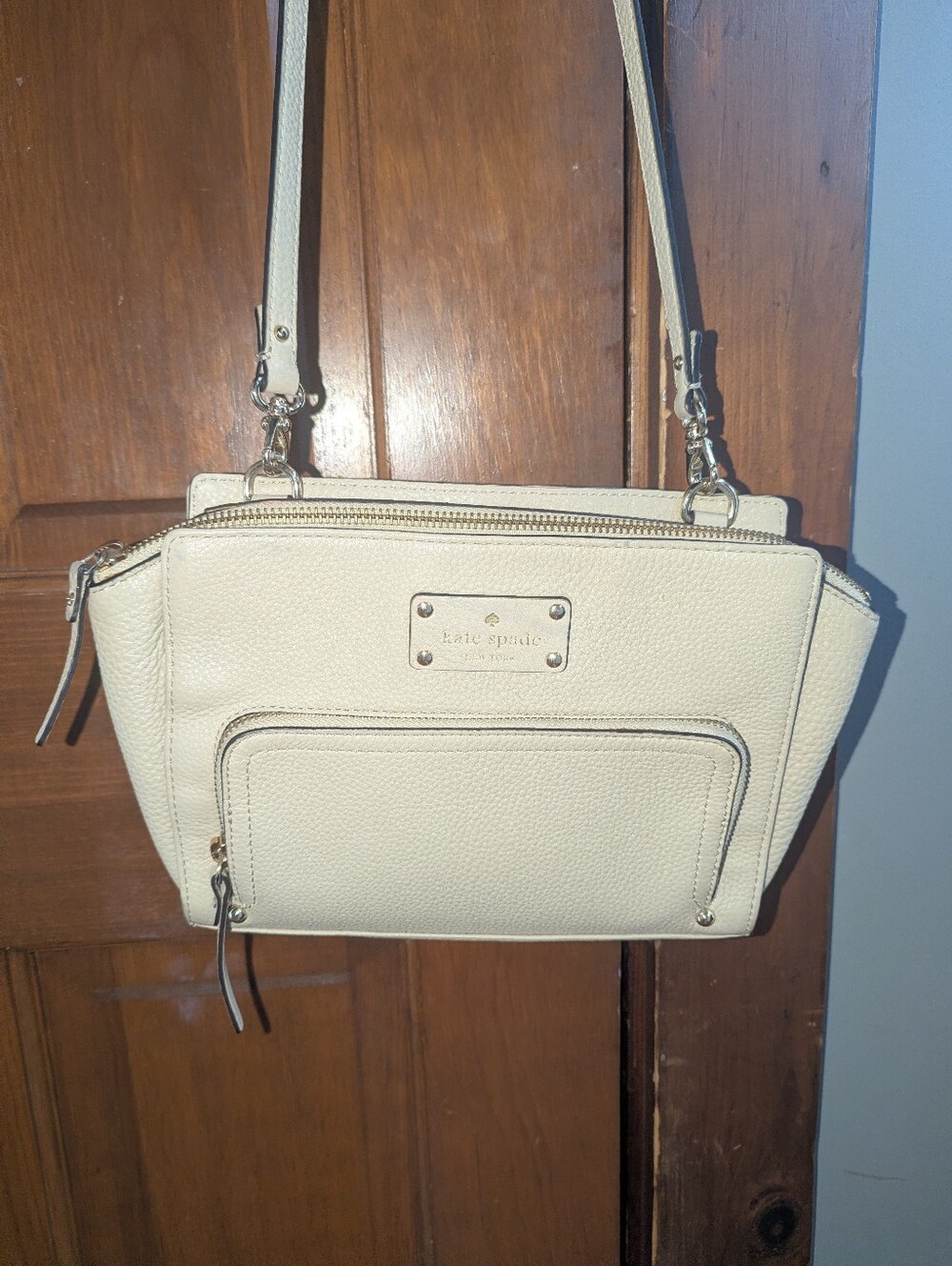 kate spade Cream Pebbled Leather Convertible Crossbody